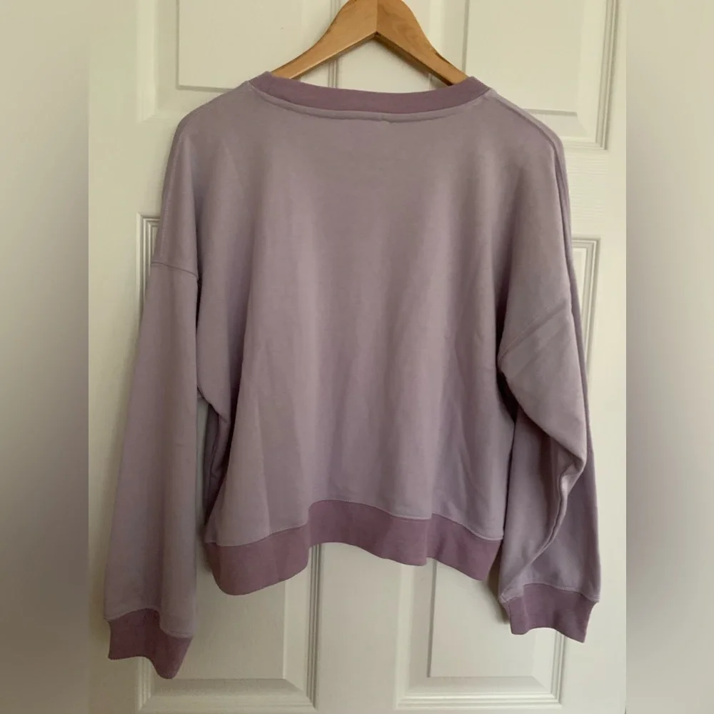 NWT Splendid Sweatshirt: Lavender, Front Palm Tree Print, Crewneck M - Picture 2 of 7